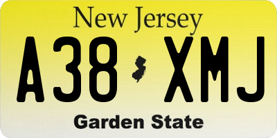 NJ license plate A38XMJ