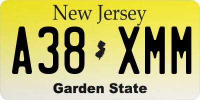 NJ license plate A38XMM