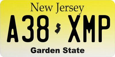 NJ license plate A38XMP