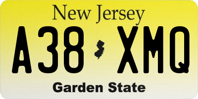 NJ license plate A38XMQ