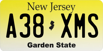 NJ license plate A38XMS