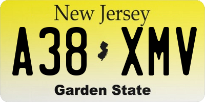NJ license plate A38XMV
