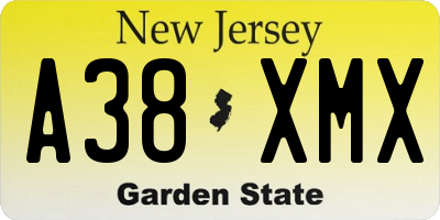 NJ license plate A38XMX
