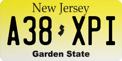 NJ license plate A38XPI