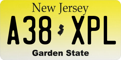 NJ license plate A38XPL
