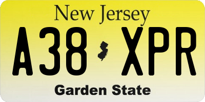 NJ license plate A38XPR