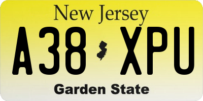 NJ license plate A38XPU