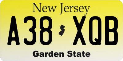 NJ license plate A38XQB