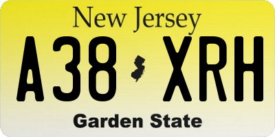 NJ license plate A38XRH