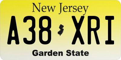 NJ license plate A38XRI