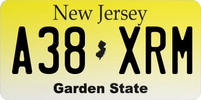 NJ license plate A38XRM
