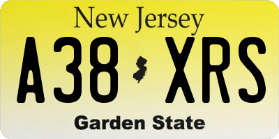 NJ license plate A38XRS