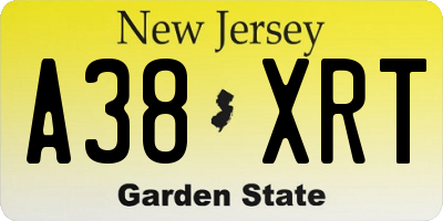 NJ license plate A38XRT
