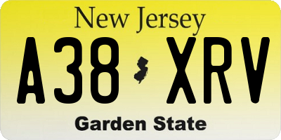 NJ license plate A38XRV
