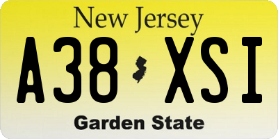 NJ license plate A38XSI