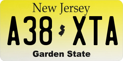 NJ license plate A38XTA