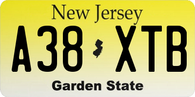 NJ license plate A38XTB