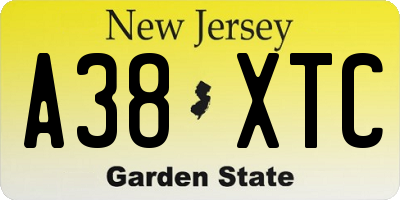 NJ license plate A38XTC