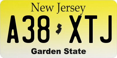 NJ license plate A38XTJ