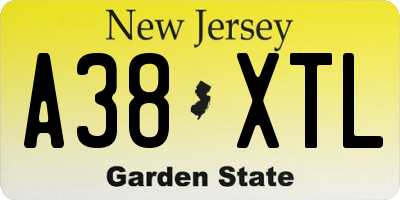 NJ license plate A38XTL