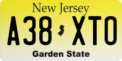 NJ license plate A38XTO