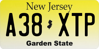 NJ license plate A38XTP