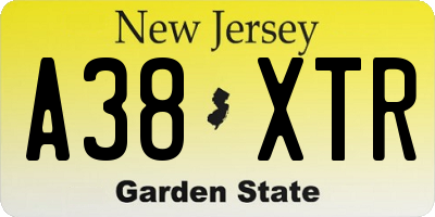 NJ license plate A38XTR