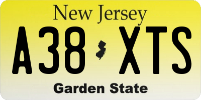 NJ license plate A38XTS