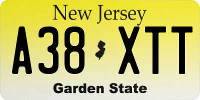 NJ license plate A38XTT