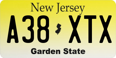 NJ license plate A38XTX
