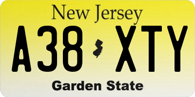 NJ license plate A38XTY