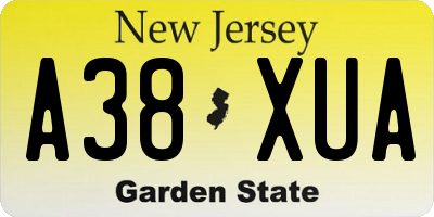 NJ license plate A38XUA