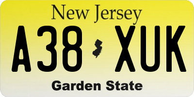 NJ license plate A38XUK
