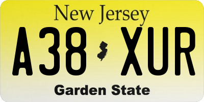 NJ license plate A38XUR