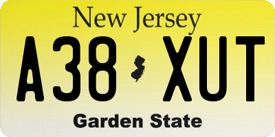 NJ license plate A38XUT