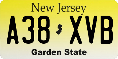 NJ license plate A38XVB