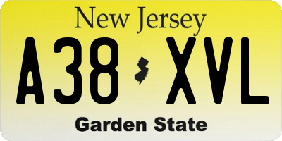 NJ license plate A38XVL