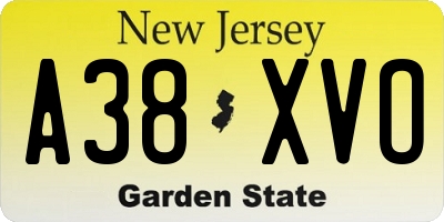 NJ license plate A38XVO