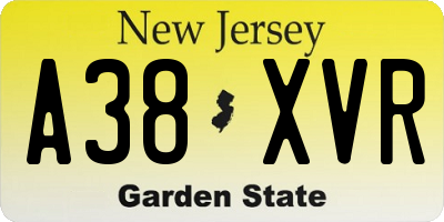 NJ license plate A38XVR