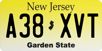 NJ license plate A38XVT