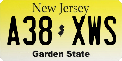 NJ license plate A38XWS