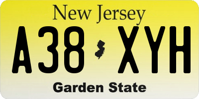NJ license plate A38XYH