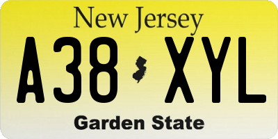 NJ license plate A38XYL
