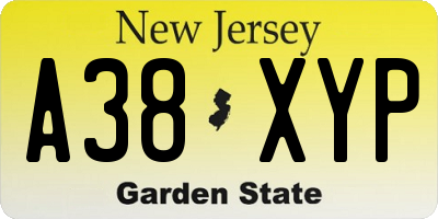 NJ license plate A38XYP