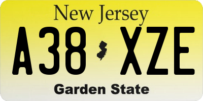 NJ license plate A38XZE