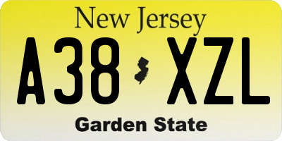 NJ license plate A38XZL