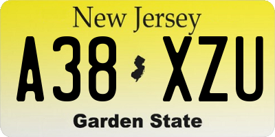 NJ license plate A38XZU