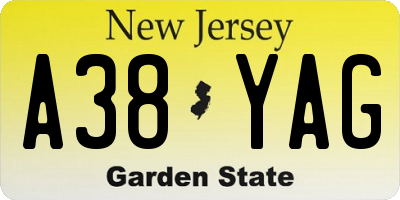 NJ license plate A38YAG