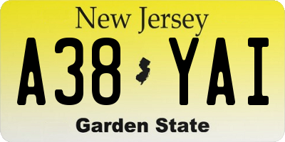 NJ license plate A38YAI