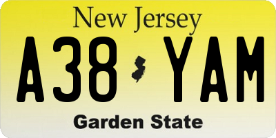 NJ license plate A38YAM